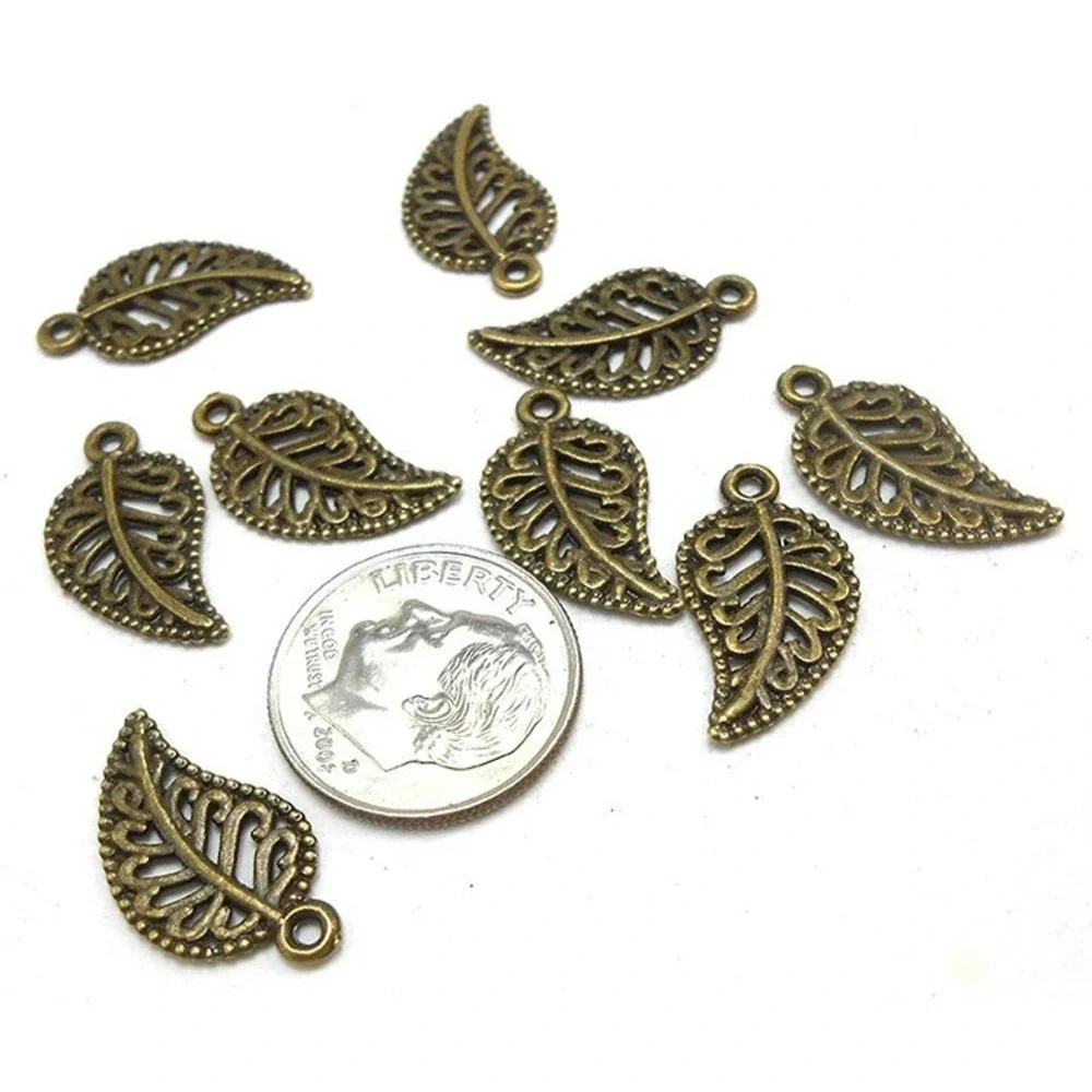 12pcs Leaf Charms Bronze Tone‎ Metal leaves jewelry making supplies